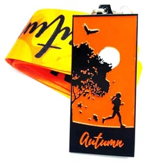 रिबन के साथ रनिंग गोल्ड अवार्ड मेडल